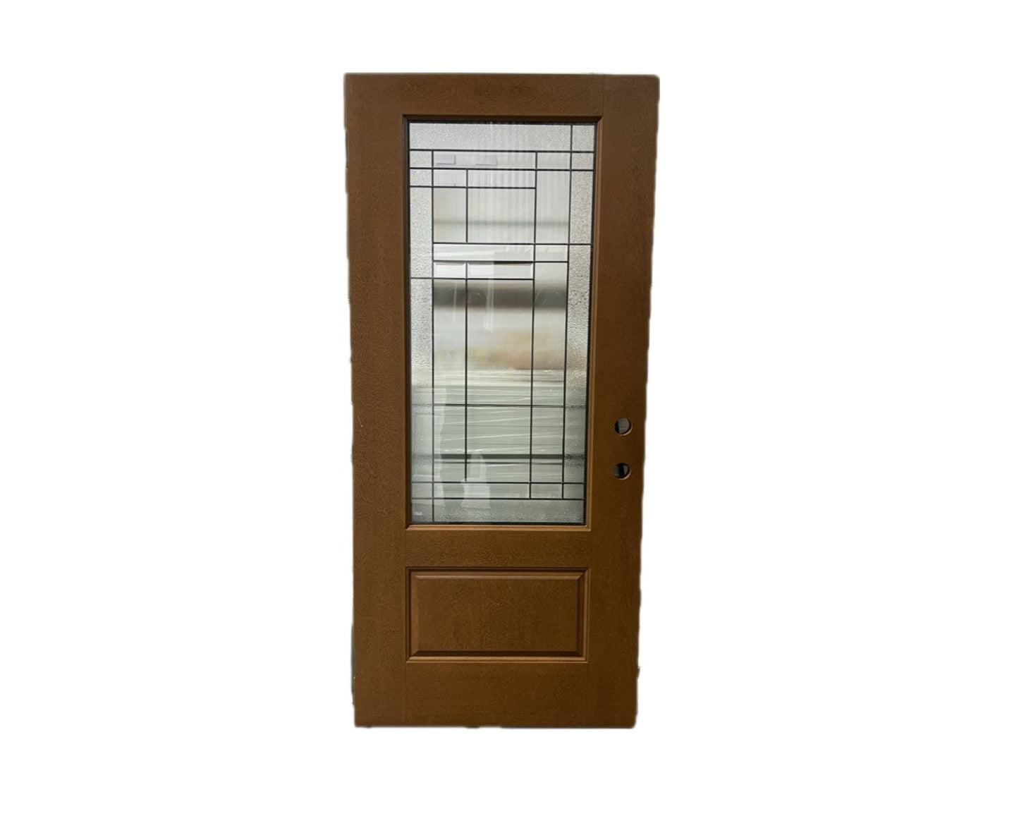 3/4 Textured Pre-Finished Fiberglass Exterior Door with Decorative glass and Vinyl Frame