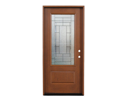 3/4 Textured Pre-Finished Fiberglass Exterior Door with Decorative glass and Vinyl Frame