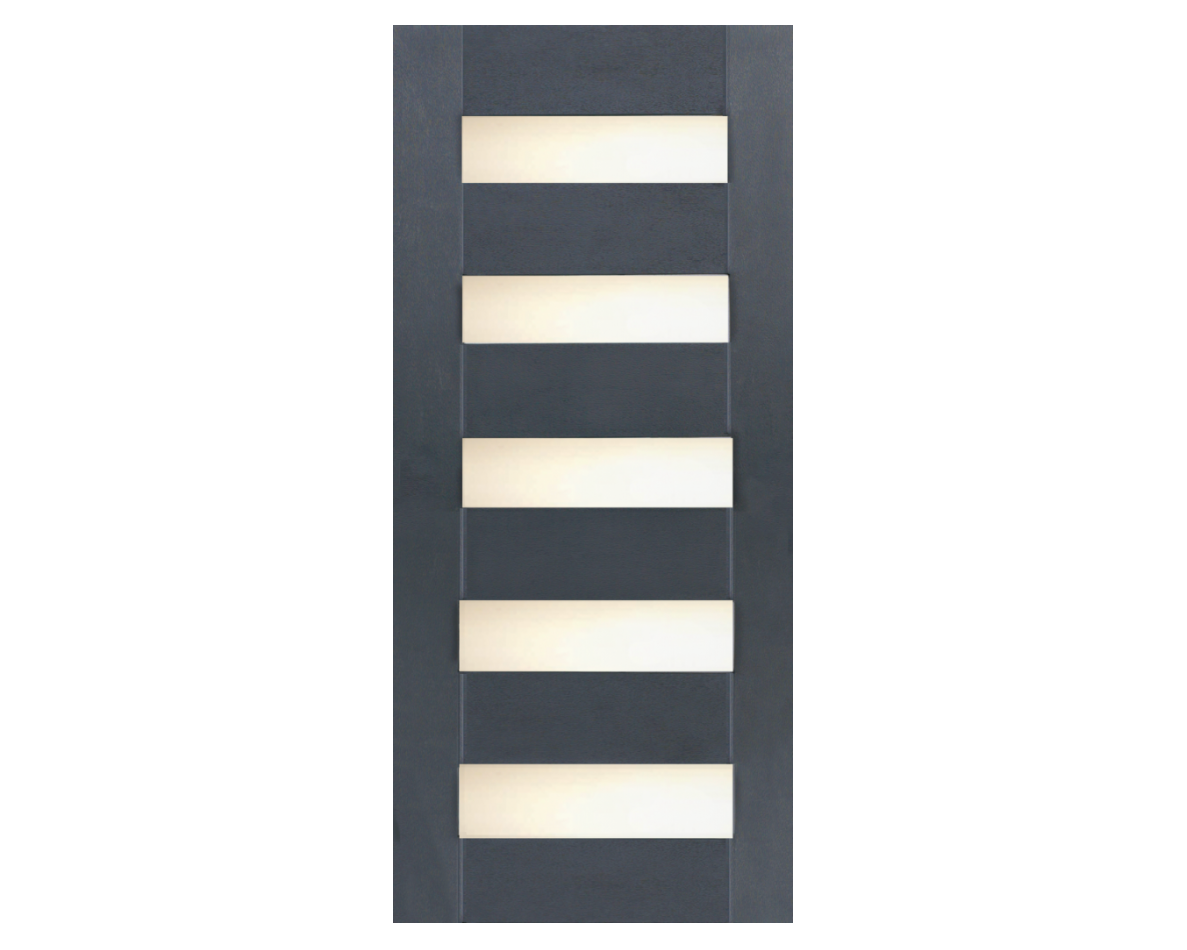 Satin Satin Black Modern Fiberglass Modern Exterior Door with Frosted Glass