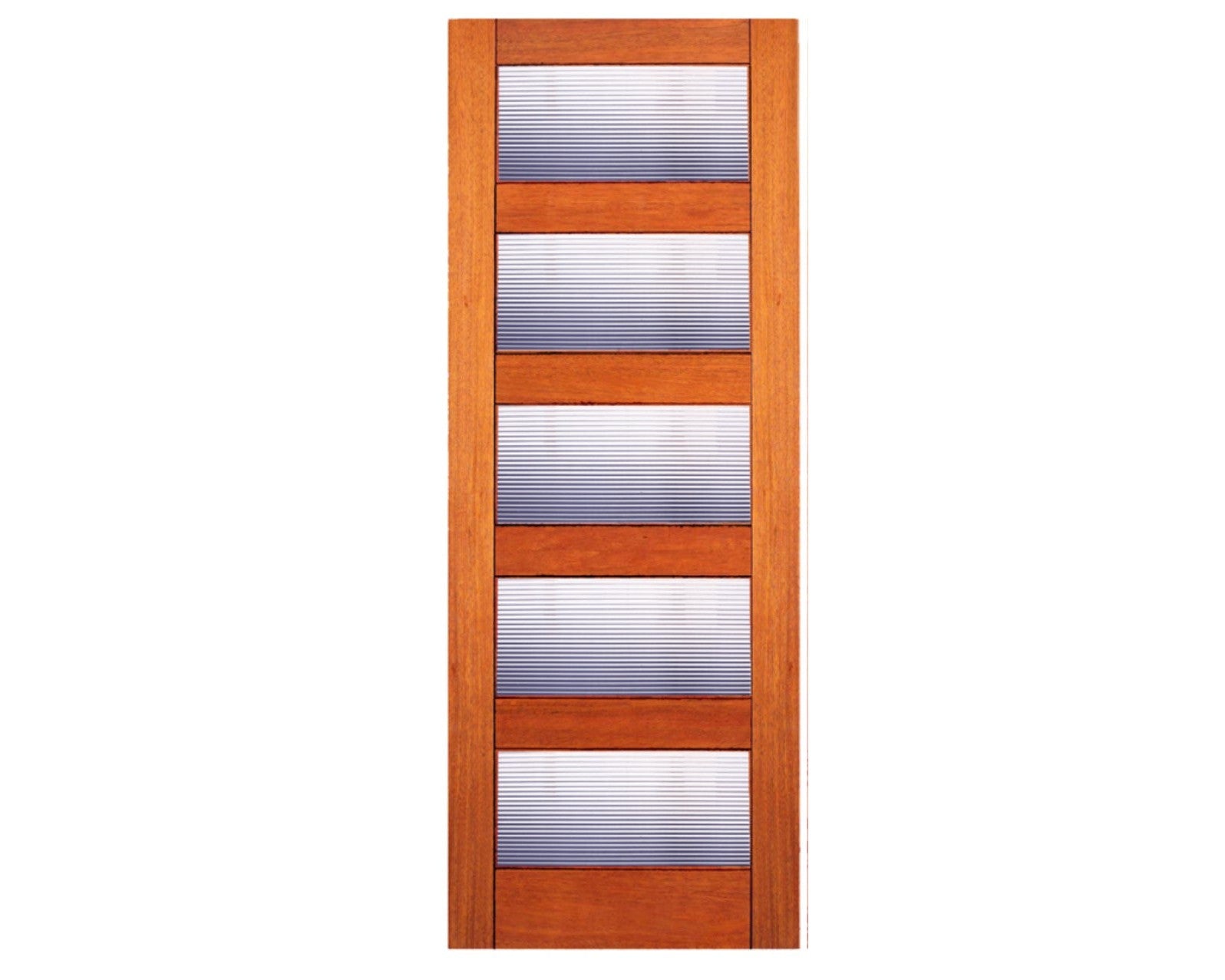 Mahogany Exterior Single Modern Door with  True Divided lites with reeded glass